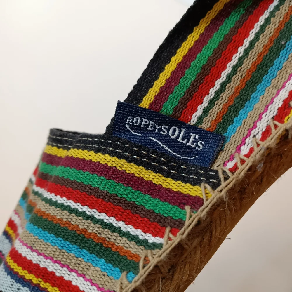 NWOT Ropey Soles Cool Blues Striped French Espadrilles